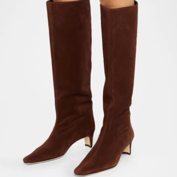 STAUD Wally Suede Knee-High Boots Fall Winter Fashion Designer Dark Brown - Picture 1 of 9